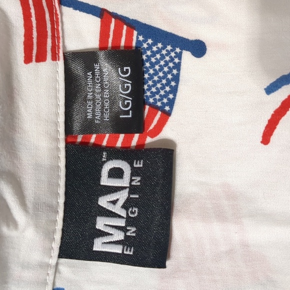 Mad Engine Mens White USA All Over Abe Lincoln Patriotic Button Up Size Large - Picture 5 of 7